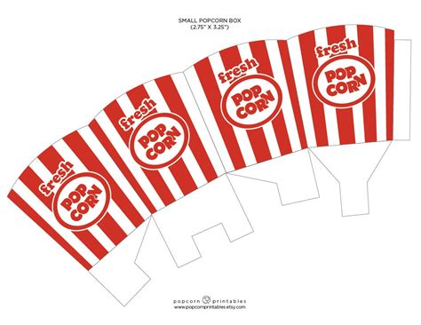 Buy Popcorn Box Printable- Instant Download PDF- Carnival Popcorn- Red ...
