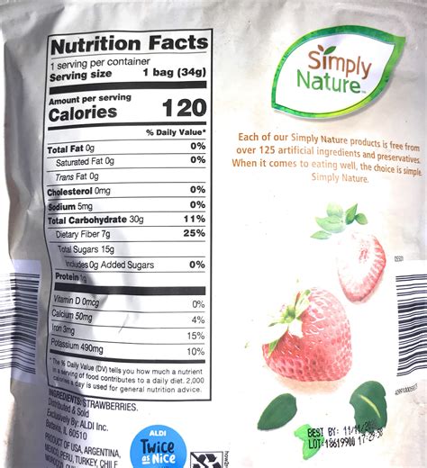 Freeze Dried Strawberries Nutrition Label at Cindy Larson blog
