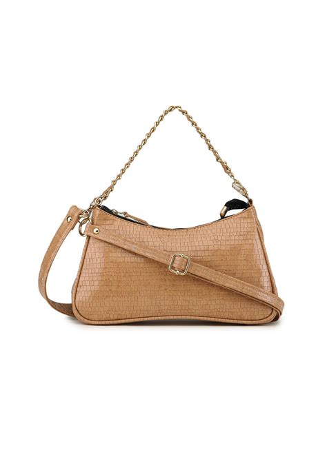 Get Croc Embossed Beige Colour Sling bag at ₹ 849 | LBB Shop