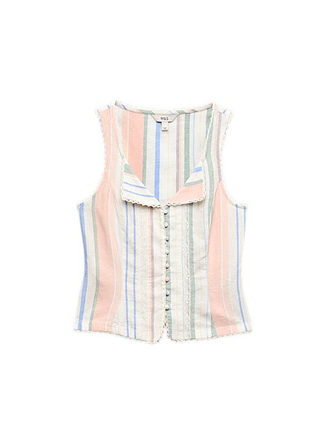 Buy Linen Rich Lace Insert Corset Top at Marks & Spencer