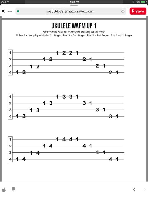 Ukulele Warm Up Worksheet