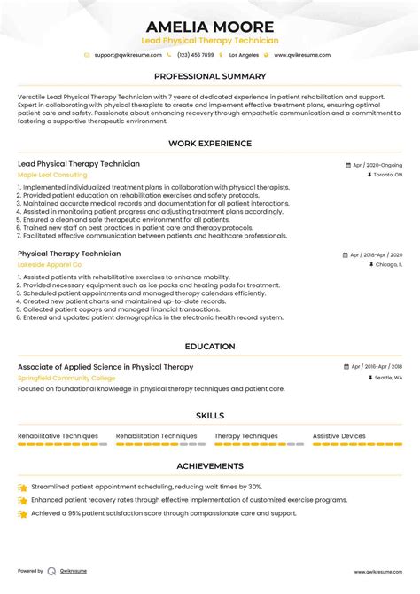 10+ Physical Therapy Technician Resume Samples & Templates for 2025