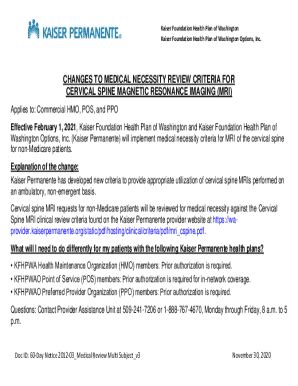 Fillable Online Changes to Medical Necessity Review Criteria for ...