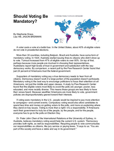 Fillable Online Should Voting Be Mandatory article Fax Email Print ...