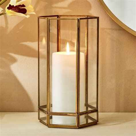 Buy Splendid Gold Rush Metal Hurricane Candle Holder from Home Centre ...