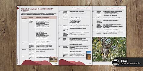 Figurative Language in Australian Poetry Glossary