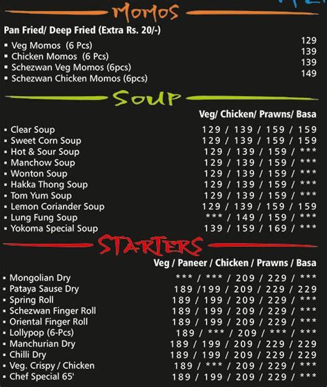 Menu at YOKOMA - The Asian Kitchen, Mumbai