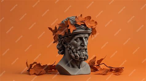 Premium AI Image | a statue of a man with leaves on his head