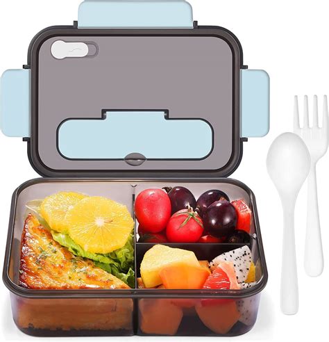 Buy SEMITO Leak Proof Lunch Box with 3 Compartment Reusable Microwave ...