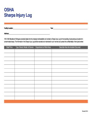 OSHA Sharps Injury Log - Fill Out, Sign & Share Online | pdfFiller