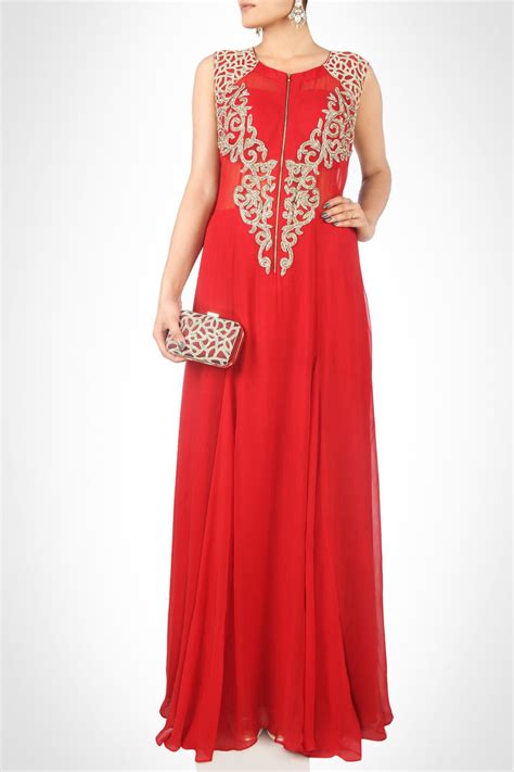 Georgette Maxi With Zardozi Embroidery - MARSALA – Jasminum