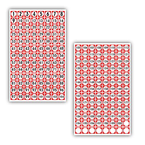 ISEE 360 209 Pieces 1-200 Number Sticker and 9 Blank Stickers for ...