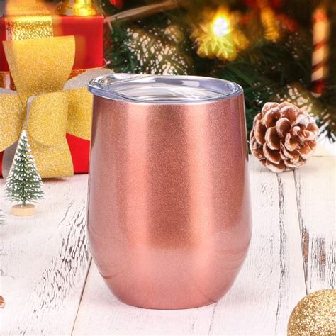 Buy NEWBEA 12 oz Wine Tumbler with Lid, Double Wall Vacuum Insulated ...
