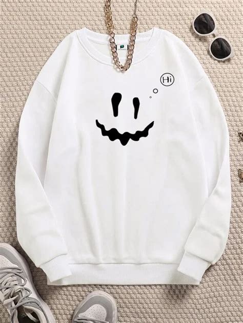 SXV 'Drippy Hi’ Printed Cool Aesthetic Drop Shoulder Oversized Sweatsh ...