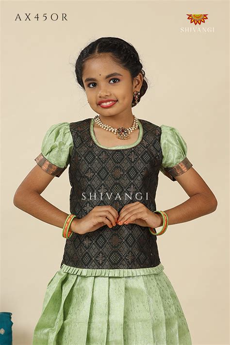 Green Bubble Grass Pattu Pavadai For Girls - Festive Wear!!!