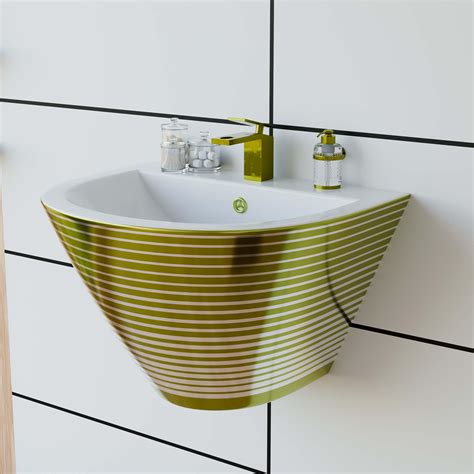 InArt Ceramic Wall Hung Half Pedestal Wash Basin – White Gold | 53 x 4 ...