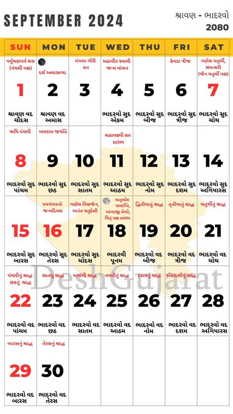 Gujarati Calendar 2024: Vikram Samvat Gujarati year 2080