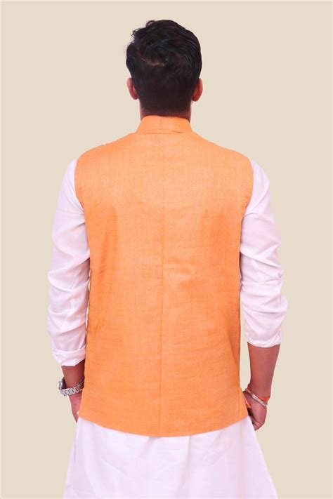 Bihar Khadi. Mustard Yellow Khadi Nehru Bandi for Men