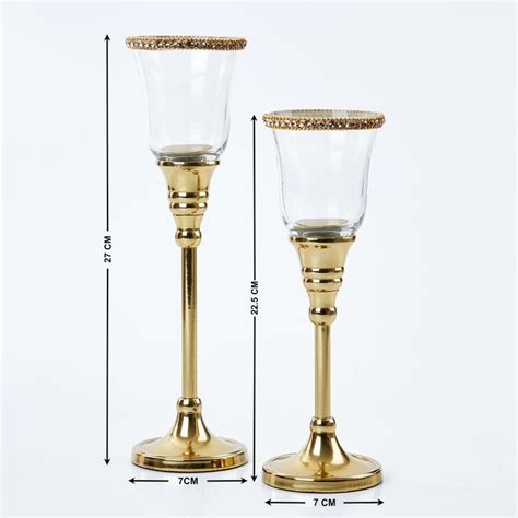 Buy Fables Blane Set of 2 Glass Pedestal T-Light Holders from Home ...