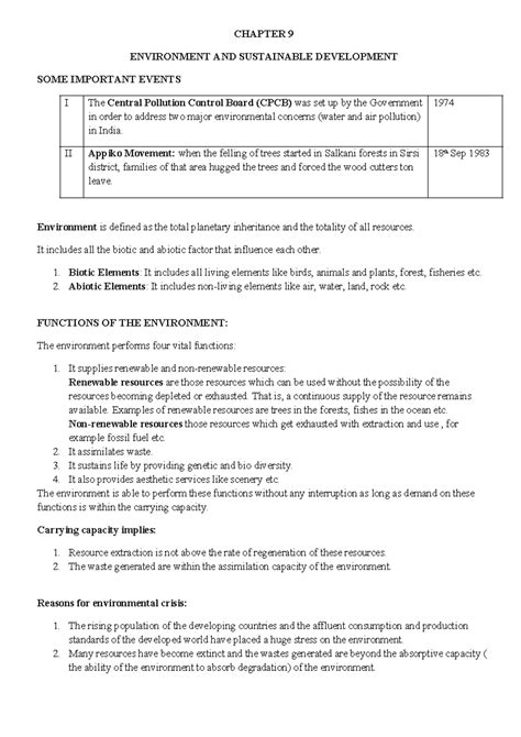 CHAPTER 9: ENVIRONMENT AND SUSTAINABLE DEVELOPMENT HANDOUT - Studocu