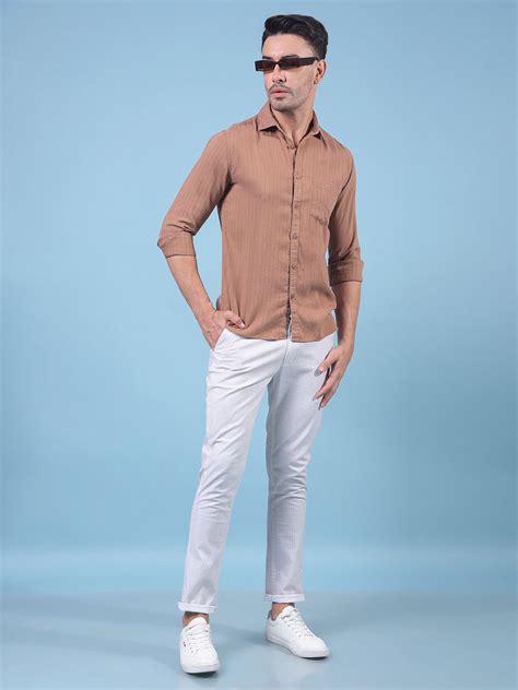 Brown Vertical Stripes Linen Shirt – Crimsoune Club