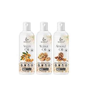 Buy Biomidas 100% Pure Argan Oil & Walnut Oil & Wheat Germ Oil 100ML ...