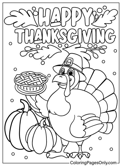 Thanksgiving Turkey Cartoon Coloring Page For Kids