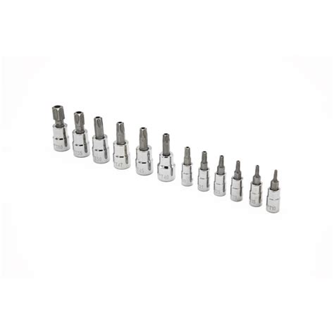 Crescent 12-Piece 1/4-in; 3/8-in Drive Set Tamper-proof Torx Bit Tamper ...