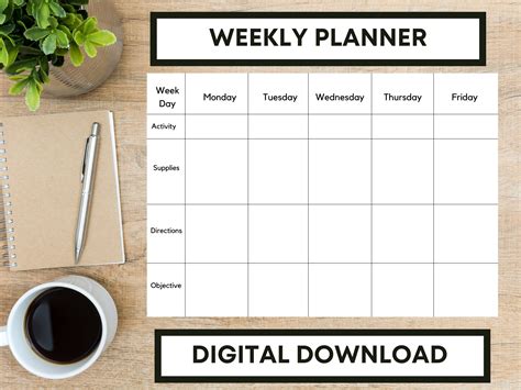 Image result for Printable Activity Planner