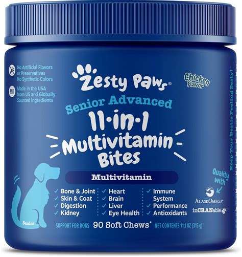 Zesty Paws Dogs Advanced 8 in 1 Multivitamin Bites, 90 Soft Chews: Buy ...