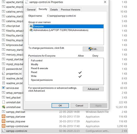 Cannot Create File Xampp Control.ini 的图像结果