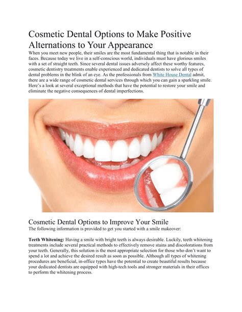 Cosmetic Dental Options to Make Positive Alternations to Your Appearance
