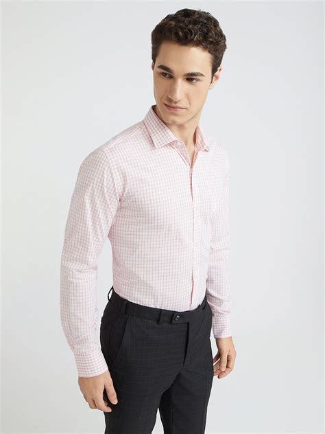 Park Avenue Men Pink Checks Slim Fit Cotton Formal Shirt – MyRaymond