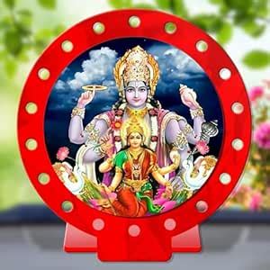 Lakshmi Narayan Car Dashboard Idol, Vishnu Lakshmi Red Glossy Acrylic ...