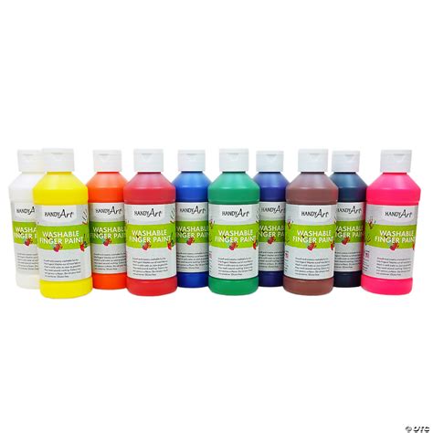 2 1/4" x 6" 8 oz. 10-Color Handy Art Finger Paint Bottles Set - 10 Pc ...
