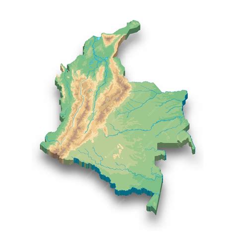 Premium Vector | 3d isometric relief map of Colombia