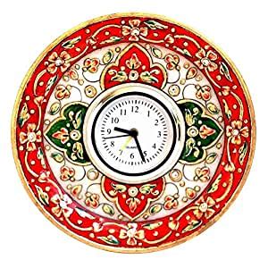 HANDICRAFTS PARADISE Marble RED Meena Work Clock : Amazon.in: Home ...