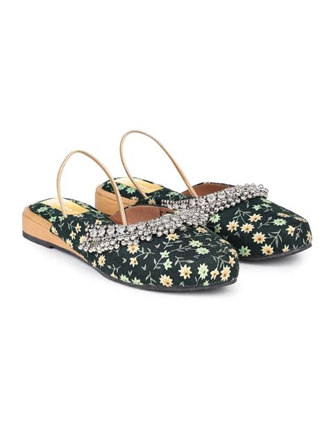 Buy The Desi Dulhan Women Green Colored Printed Ghungroo Backstrap ...