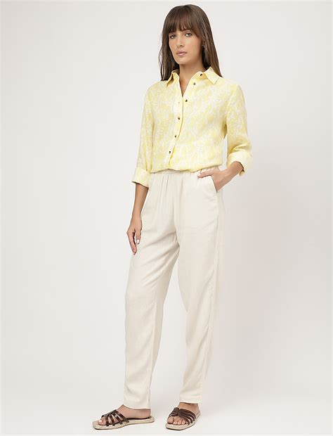 Buy Pure Linen Printed Spread Collar Shirt at Marks & Spencer