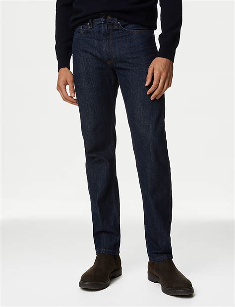 Buy Pure Cotton Straight Fit Jeans at Marks & Spencer