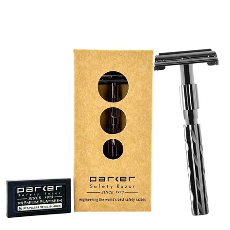 PARKER Safety Razor Unisex 22R - Gunmetal Finish Butterfly Open Safety ...