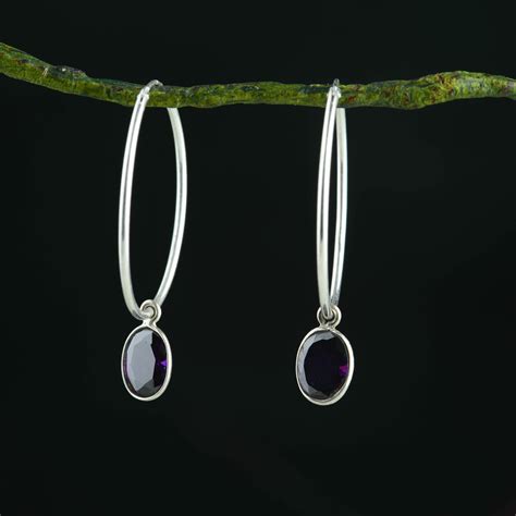 Amethyst Drops In Silver Rings | Totapari Jewellery