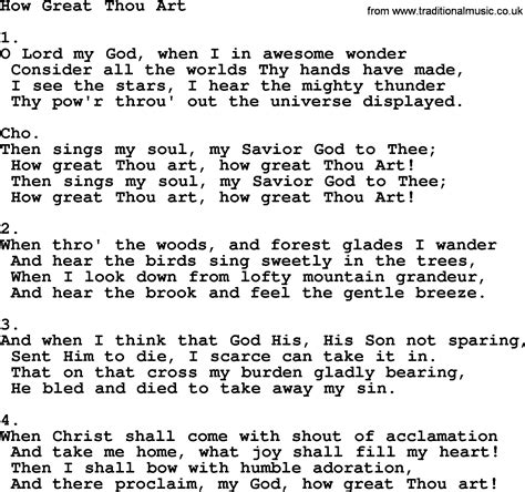 How Great Thou Art - Apostolic and Pentecostal Hymns and Songs lyrics ...