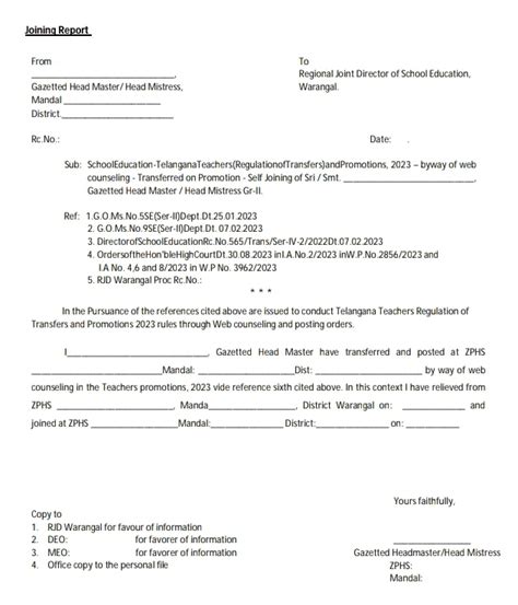 SA to GHM Promotions: Relieve Order , Joining Order