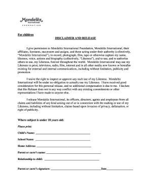 Mondelez Photo Permission Form For Children - Services For Education ...