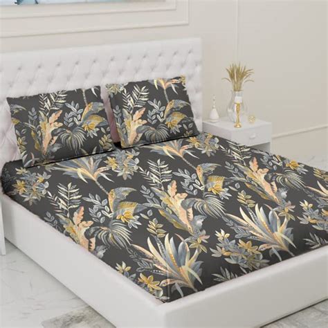 Rosepetal 180 TC, 100% Cotton feel flat double Bedsheet with 2 Pillow ...