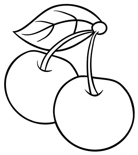 Two red cherries coloring page - free and printable