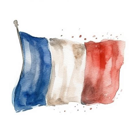 Premium AI Image | flat print design white background French flag illustration