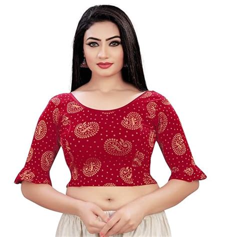 Buy HIMALAY Women's Cotton Printed Ruffle Sleeve Readymade Blouse ...