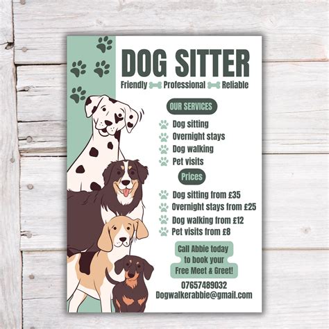 Printable Dog Sitting Business Flyer Dog Walking Flyer Doggy Daycare ...